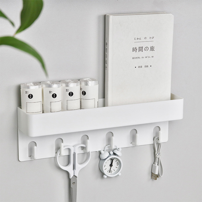 Wall-Mounted Key Storage Rack Entrance Bedroom Bathroom Punch-Free Paste Door Rear Storage Rack Row Hook