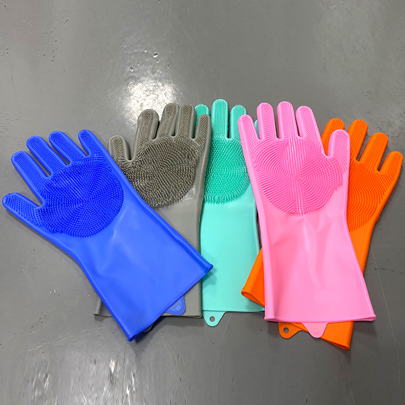 En stock guantes de silicona cocina negocio hogar lavavajillas limpieza impermeable aislamiento térmico guantes mágicos lavavajillas cepillo antiadherente aceite