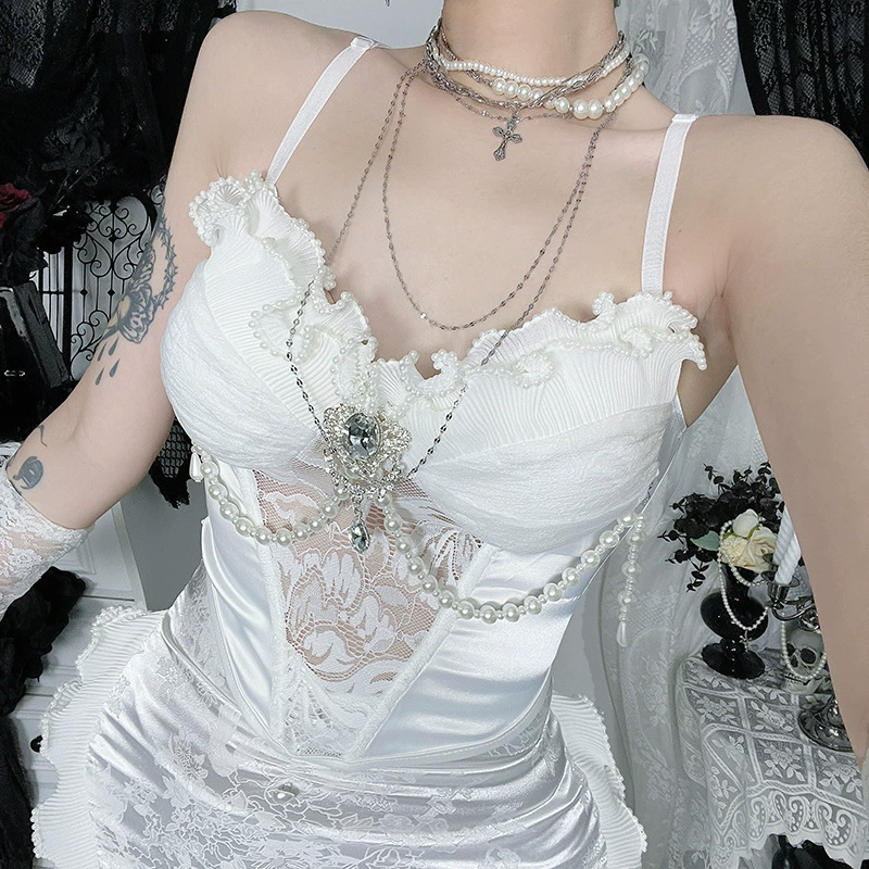 Русалочий юбка (Dark Pearl) готическая lolita, высокой посадки для подчёркивания бедер длинная юбка