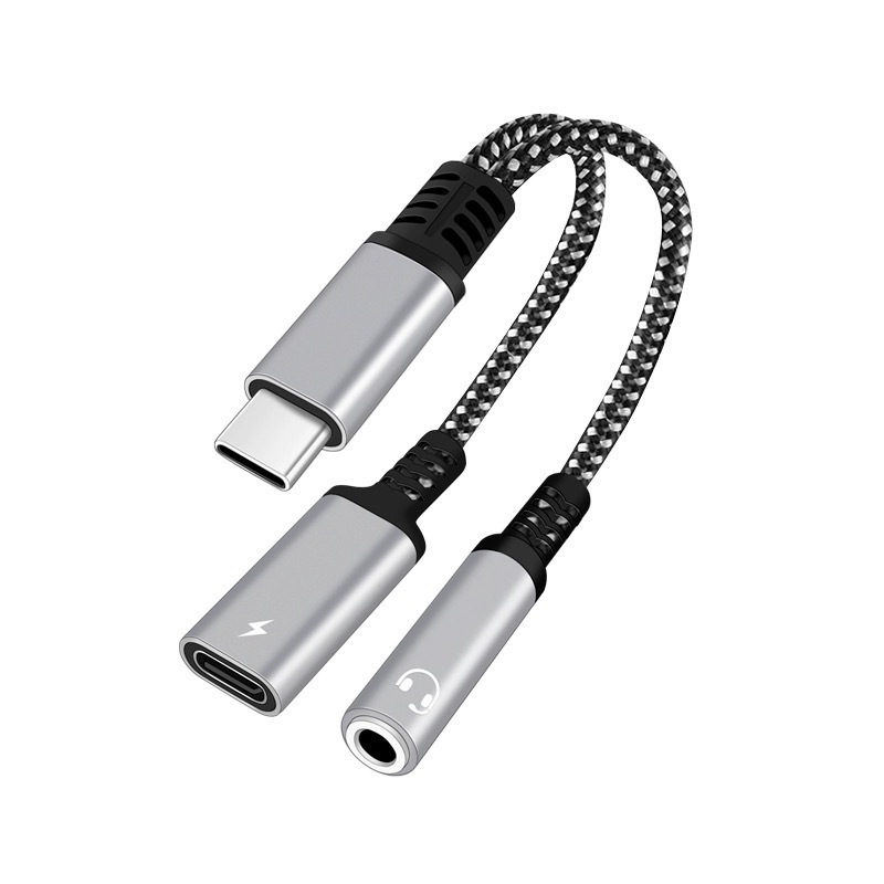 Tipo-c un minuto dos Cable adaptador para Huawei Xiaomi teléfono móvil convertidor de auriculares escuchando canciones adaptador de carga