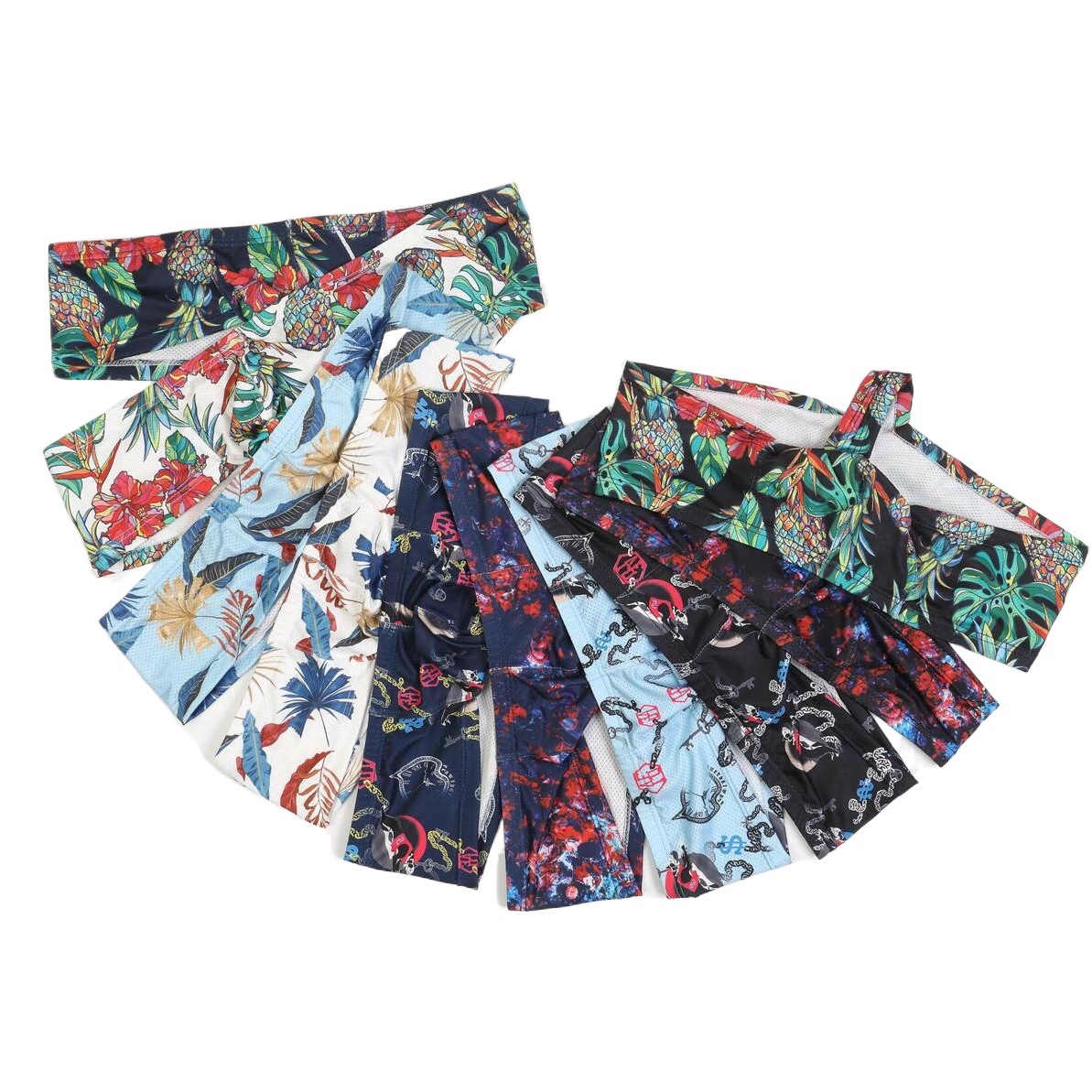 GAY europeo y americano Comercio exterior cintura media y baja hombres ropa interior cabeza impresión U malla convexa transpirable humedad wicking pequeño boxeador E085