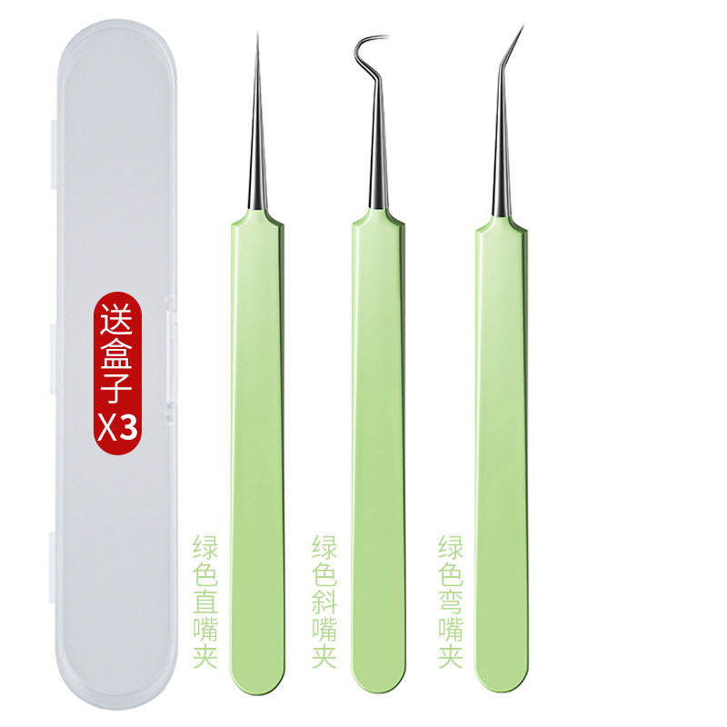 Aguja de acné pinzas de clip de células ultra-agudas para eliminar puntos negros herramienta de acné cerrada