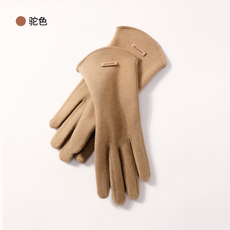 Guantes de gamuza de invierno para hombres y mujeres con forro polar cálido ciclismo Otoño e Invierno lindo pantalla táctil guantes de cuero impermeable dedo abierto