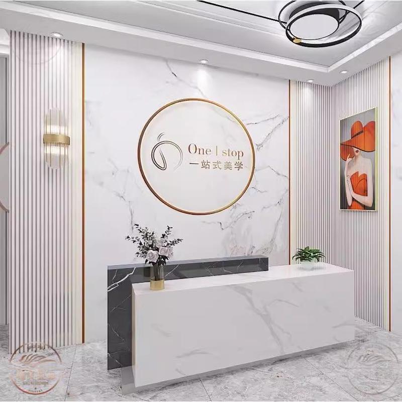 8d公司前台logo形象墙壁纸背景墙画美容院墙布仿大理石纹吧台墙纸|undefined