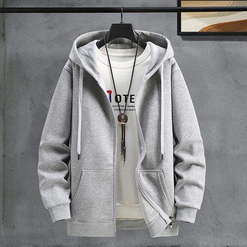 Factory Direct Wholesale Spring and Autumn Men's Hooded Sweatshirt Zipper Jacket Trendy Fashion Versatile Wide