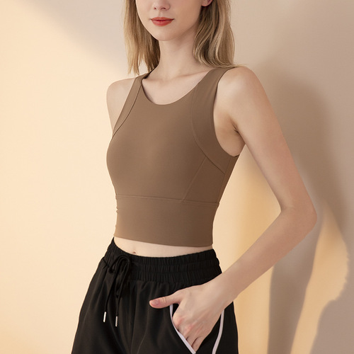 Cross-border fitness high-intensity shock-proof sports bra, breast-shrinking vest-style quick-drying breathable push-up yoga bra new