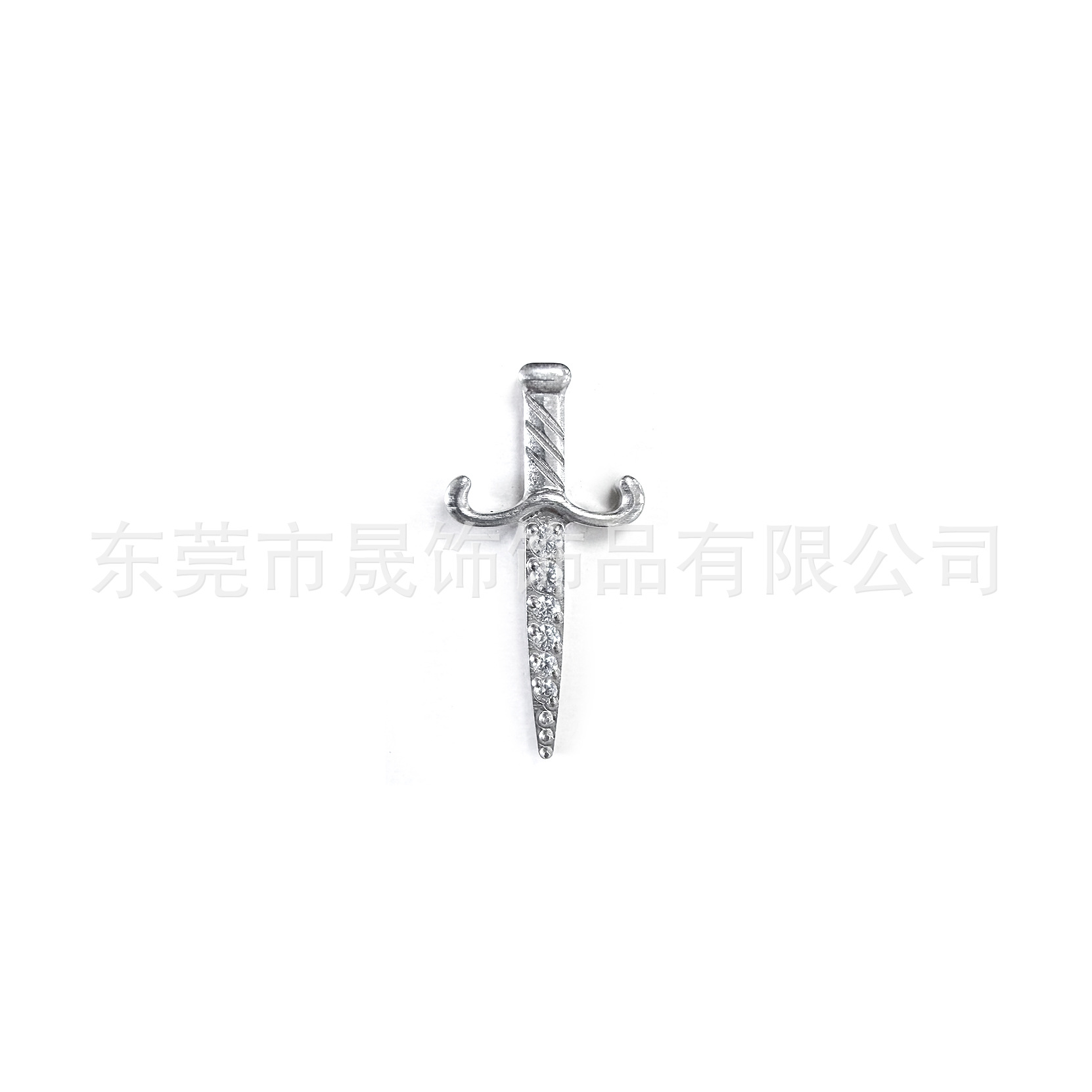 F136钛合金十字宝剑耳钉镶5A锆石匕首耳骨钉G23钛内螺纹穿刺饰品