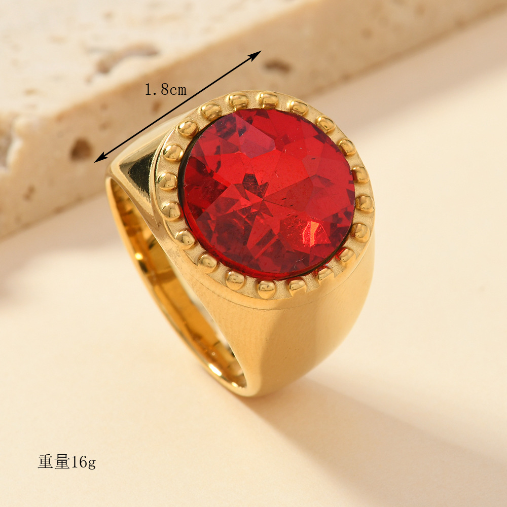 Joyas de acero inoxidable de lujo ligero de estilo europeo y americano Retro estilo de corte fundición anillo de gemas redondas anillo de geometría para hombres image 4