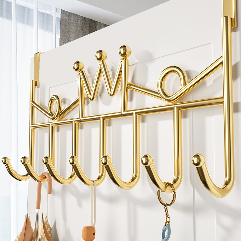 No-Drill Over-The-Door Coat Rack Hook for Storing Clothes and Bags, Iron Art Door Hanger for Kitchen and Bathroom