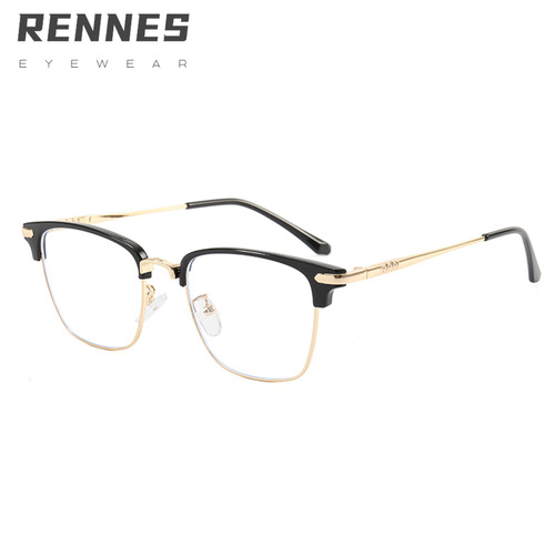  New Korean Retro Men's Business Half-Rim Anti-Blue Light Myopia Glasses Fashion Trendy Flat Sunglasses for Women 9314