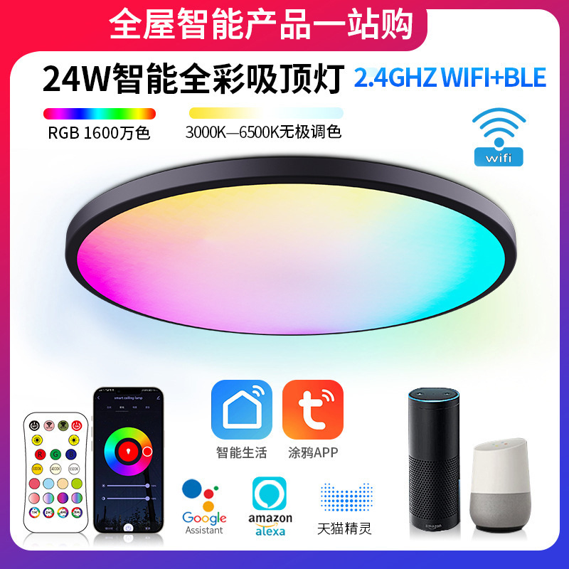 Amazon new ceiling lamp RGBCW full color dimming color mixing smart graffiti APP Bluetooth voice ceiling lamp