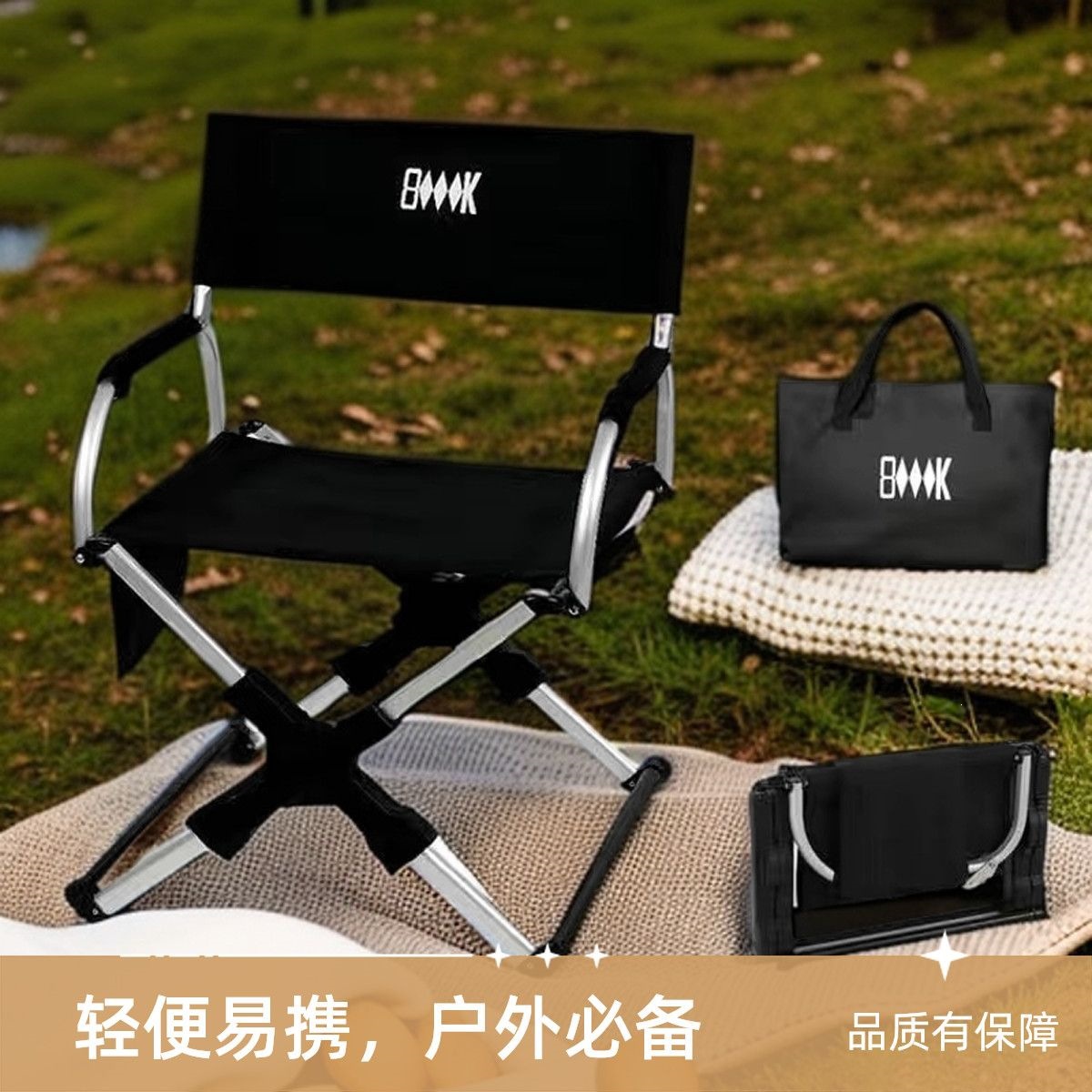 Silla de dirección plegable portátil de aluminio - negro (con bolsa) con LOGO