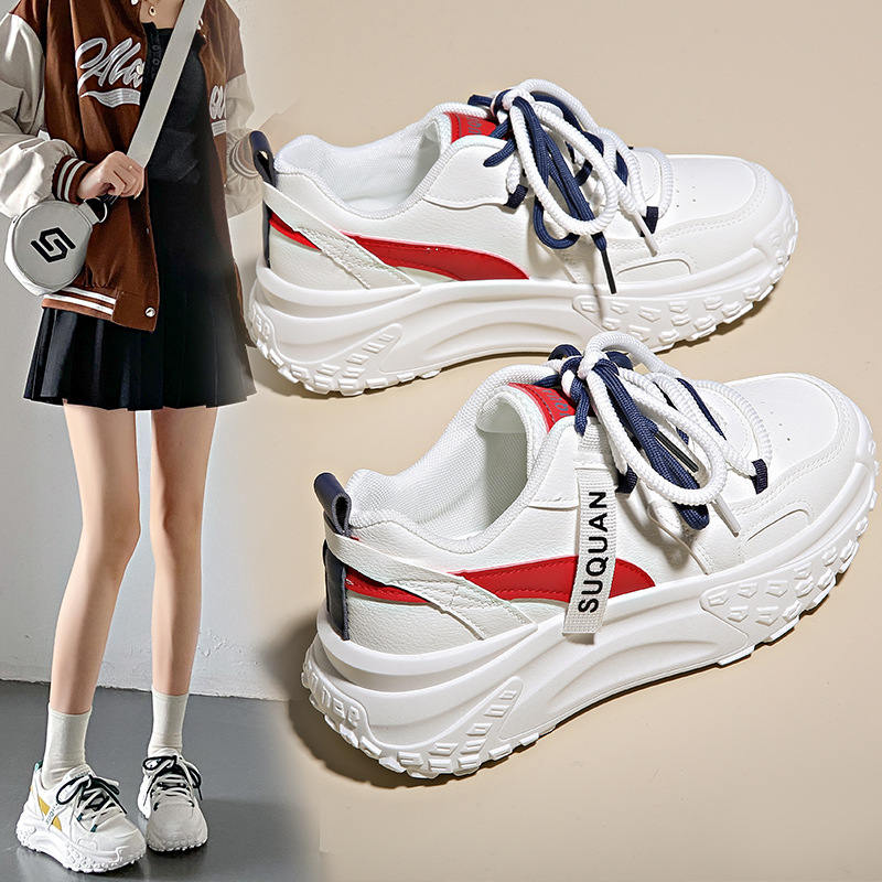 Chaussures de papa femme 2024 printemps nouvelle étudiante édition coréenne Instagram tendance polyvalente semelle épaisse chaussures simples chaussures de sport et décontractées_voghion.com