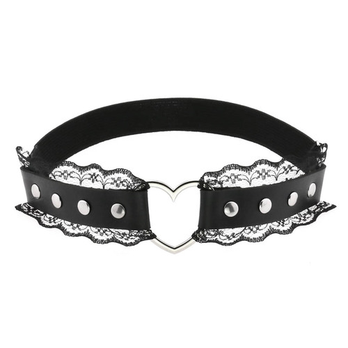 European and American non-mainstream trendy peach heart hole lace mesh lace leg ring leg belt personalized internet celebrity performance garter belt
