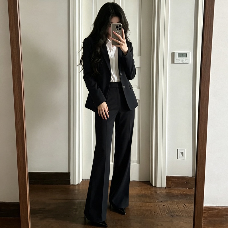 Black blazer for petite women, suitable for college students, civil service exams, formal interviews, professional women's suit, work attire