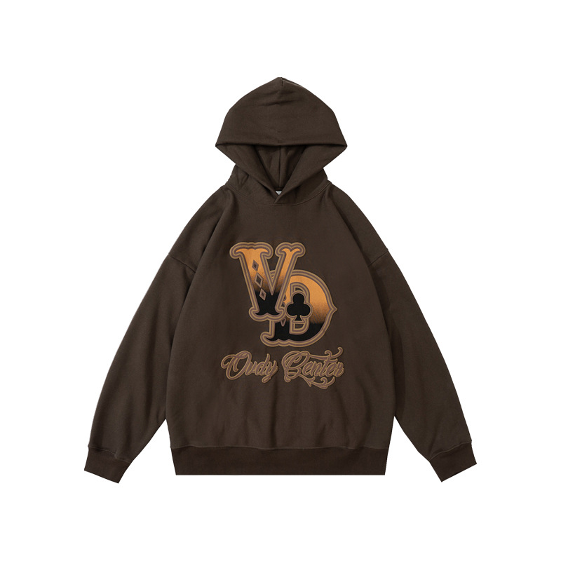 #OVDY 22FW 扑克牌花色印花连帽卫衣发泡重磅工艺毛圈连帽衫男女