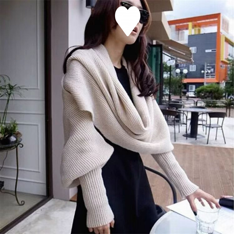 Capa coreana bufandas y chalos de estilo multifuncional corbata larga con mangas pareja camiseta de aire acondicionado