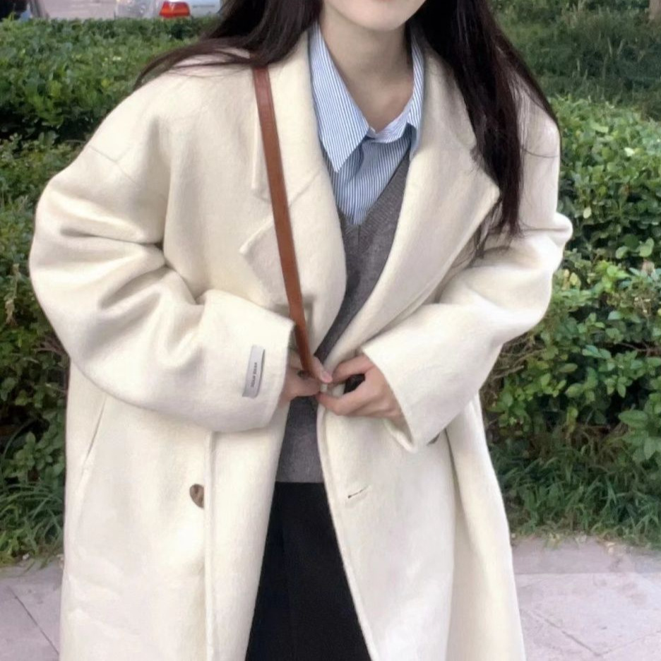 2025秋冬季新款新品小个子新品感加厚风衣毛呢外套女长款呢子大衣