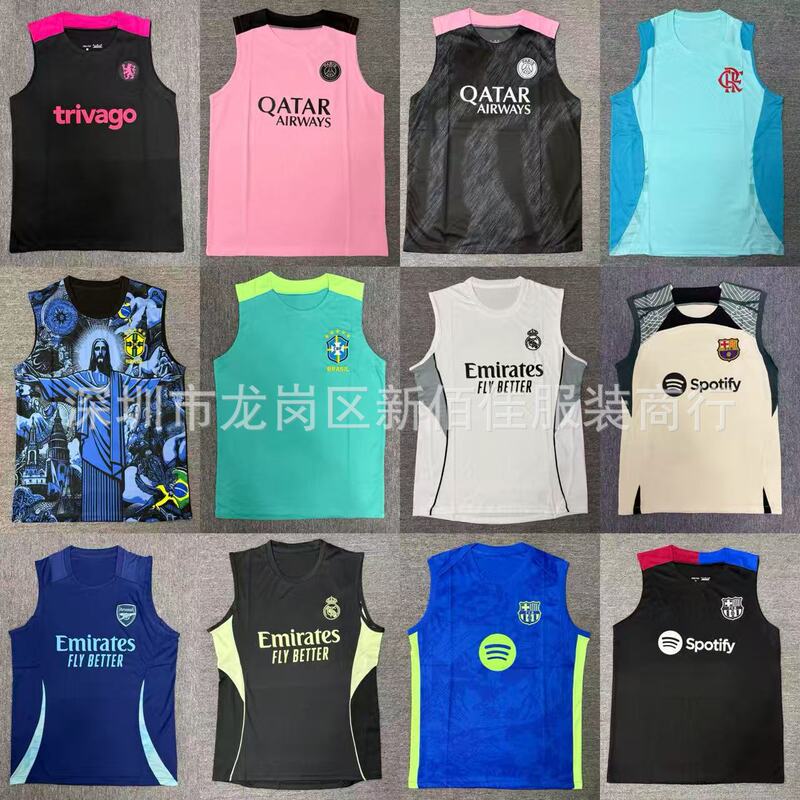 Wholesale Real Madrid Barcelona Paris Chelsea Arsenal Brazil Summer Training Sleeveless Vest Jersey Football Uniform