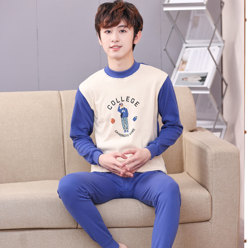 Ropa de otoño para jóvenes pantalones largos conjunto de algodón mediano y niños grandes ropa interior cálida para niños suéter de algodón suéter de los hombres pantalones de algodón