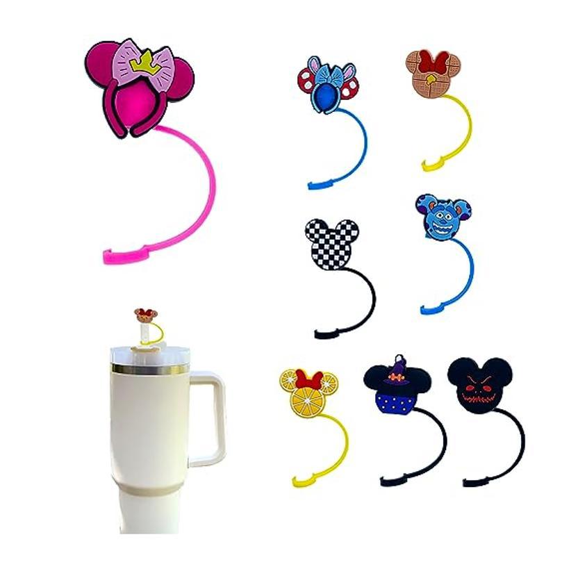 Silicone de dibujos animados tapa de paja goma blanda Kawaii Kitty 10 mm taza Stanley tapa de paja grande 40 onzas 3