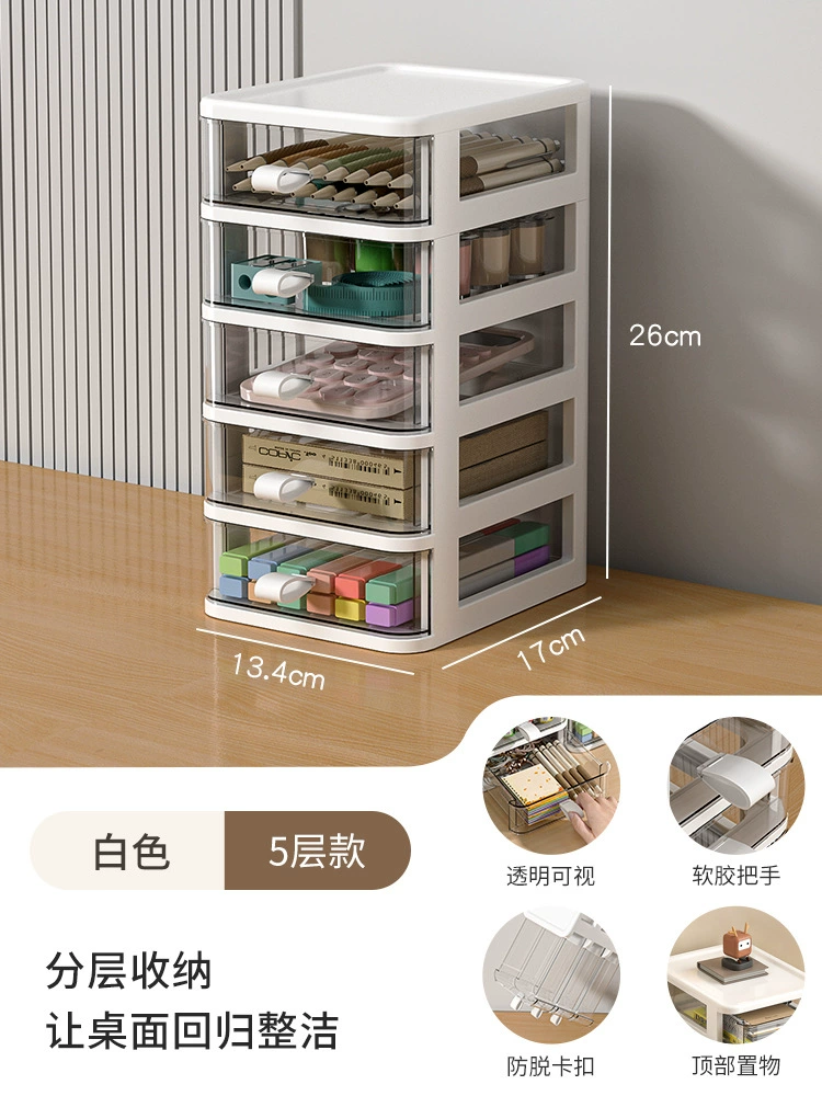 Desktop storage box office Student dormitory stationery cosmetics debris storage transparent multi -layer dustproof rack