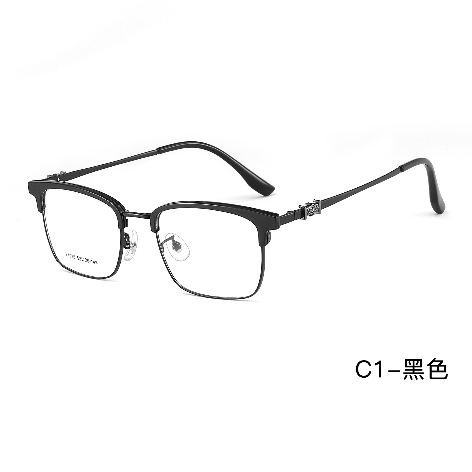 Ajuste del marco de gafas de ceja de negocios de aleación de tendencia de hielo azul Croix-Star con soporte nasal de silicona para miopía Danyang lote
