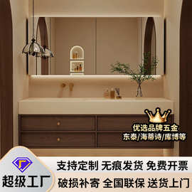 中古风岩板热弯浴室柜洗衣柜一体洗脸盆洗手盆卫生间洗漱台洗手台