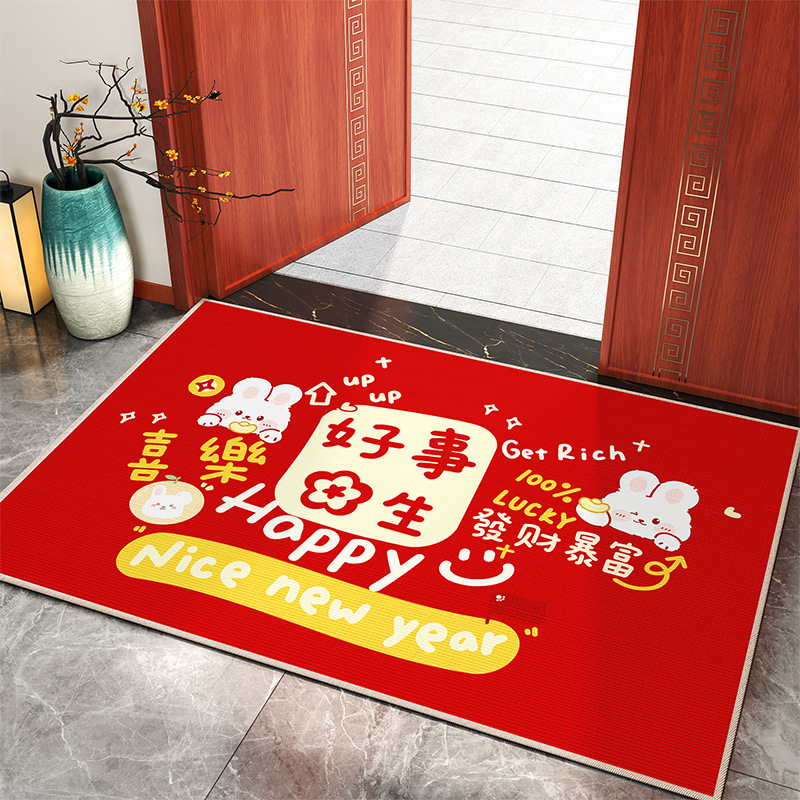 Alfombra de piso alfombra de puerta entrada y salida segura rojo frotar suelo alfombra de puerta de entrada antideslizante casa