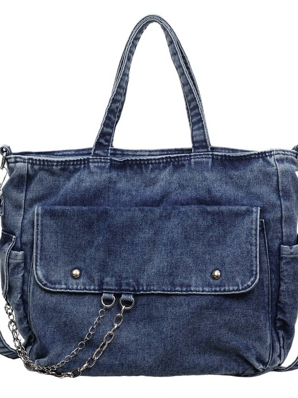 Bolso coreano de lavado con agua Jeans Buttot para mujeres 2026 nuevo tipo transfronterizo de bolso de hombro casual de gran capacidad