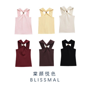 [ZARO 自制 欧美风时尚外贸批发挂脖上衣性感露背背心女款设计感]