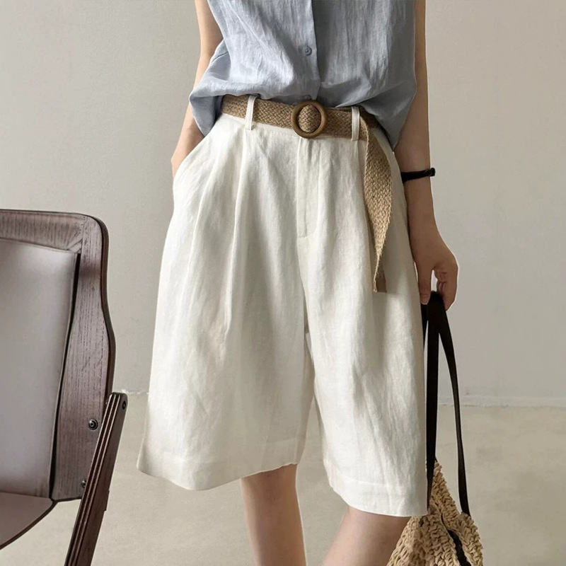 Recommended! Women's Linen Wide-Leg Pants, Summer Casual High-Waisted Shorts, Loose Five-Point Pants, Drapey and Slimming Straight-Leg Pants Recommended! Women's Linen Wide-Leg Pants, Summer Casual High-Waisted Shorts, Loose Five-Point Pants, Drapey and Slimming Straight-Leg Pants