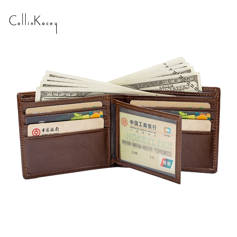Retro leather wallet, short card holder, city style, top‑layer cowhide, compact 13×11×3.5 cm