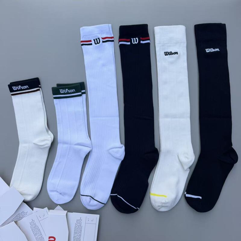 W Wilson women's sports socks are comfortable tennis socks, knee-high, all-season, breathable, high-waisted tennis sports socks W Wilson women's sports socks are comfortable tennis socks, knee-high, all-season, breathable, high-waisted tennis sports socks