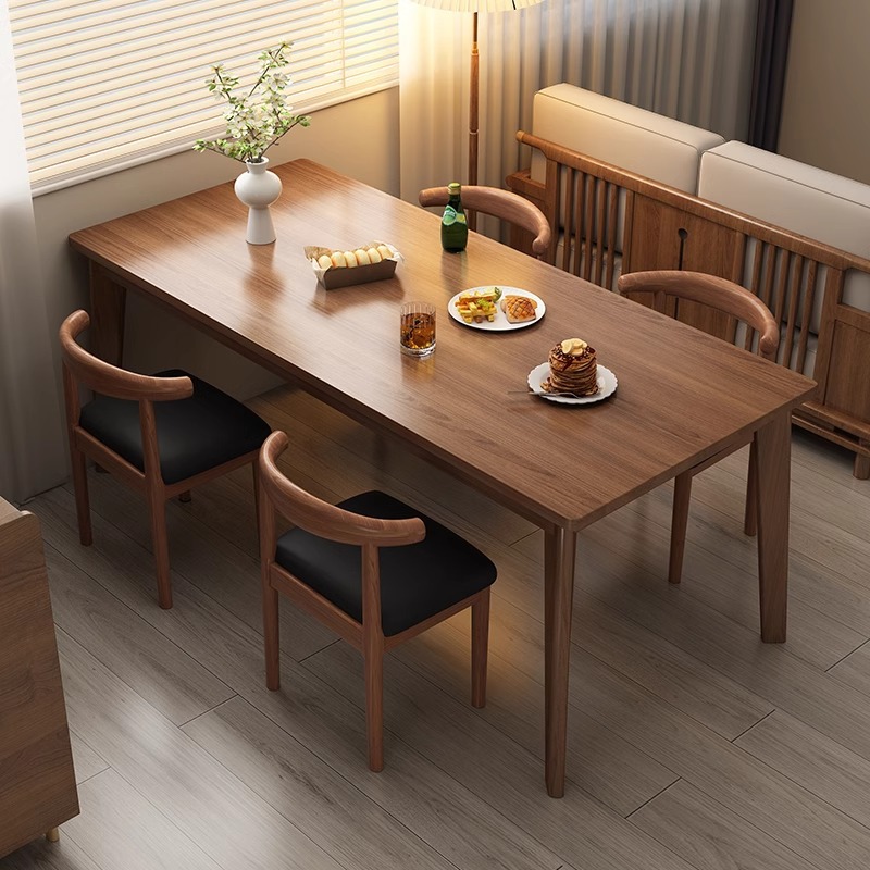 Mesa de comedor para el hogar, apartamento pequeño, pierna de madera maciza nórdica, mesa de comedor, mesa de comedor de alquiler, mesa rectangular, comedor comercial