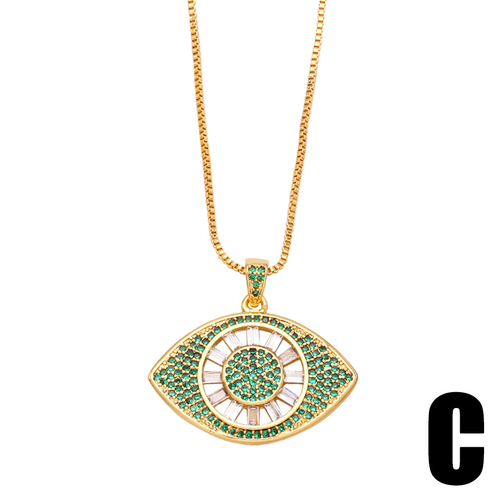 simple devil eye pearl chain pendant copper inlaid zircon necklace