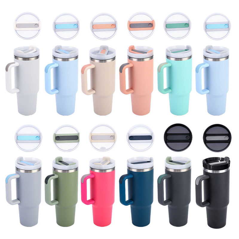 Fabricantes transfronterizos nueva 40oz taza de helado transfronterizo 304 de acero inoxidable termo taza con paja taza de coche con mango