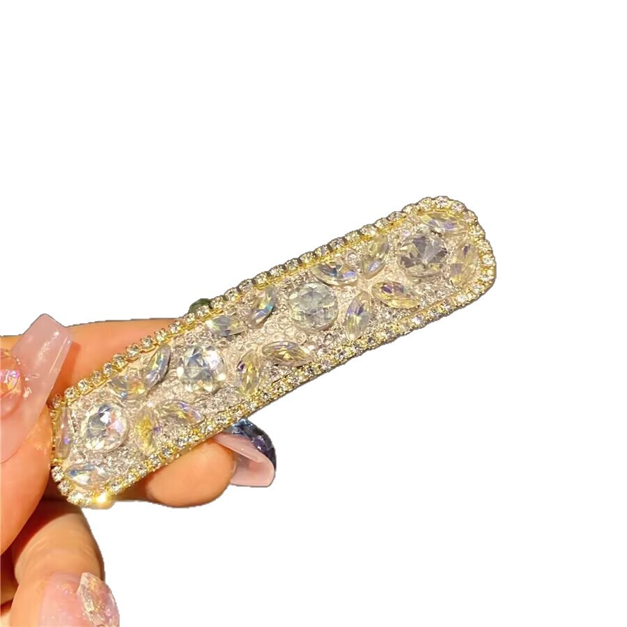 韩版新款超闪马眼水钻边夹气质轻奢少女刘海夹后脑勺装饰窄长方夹