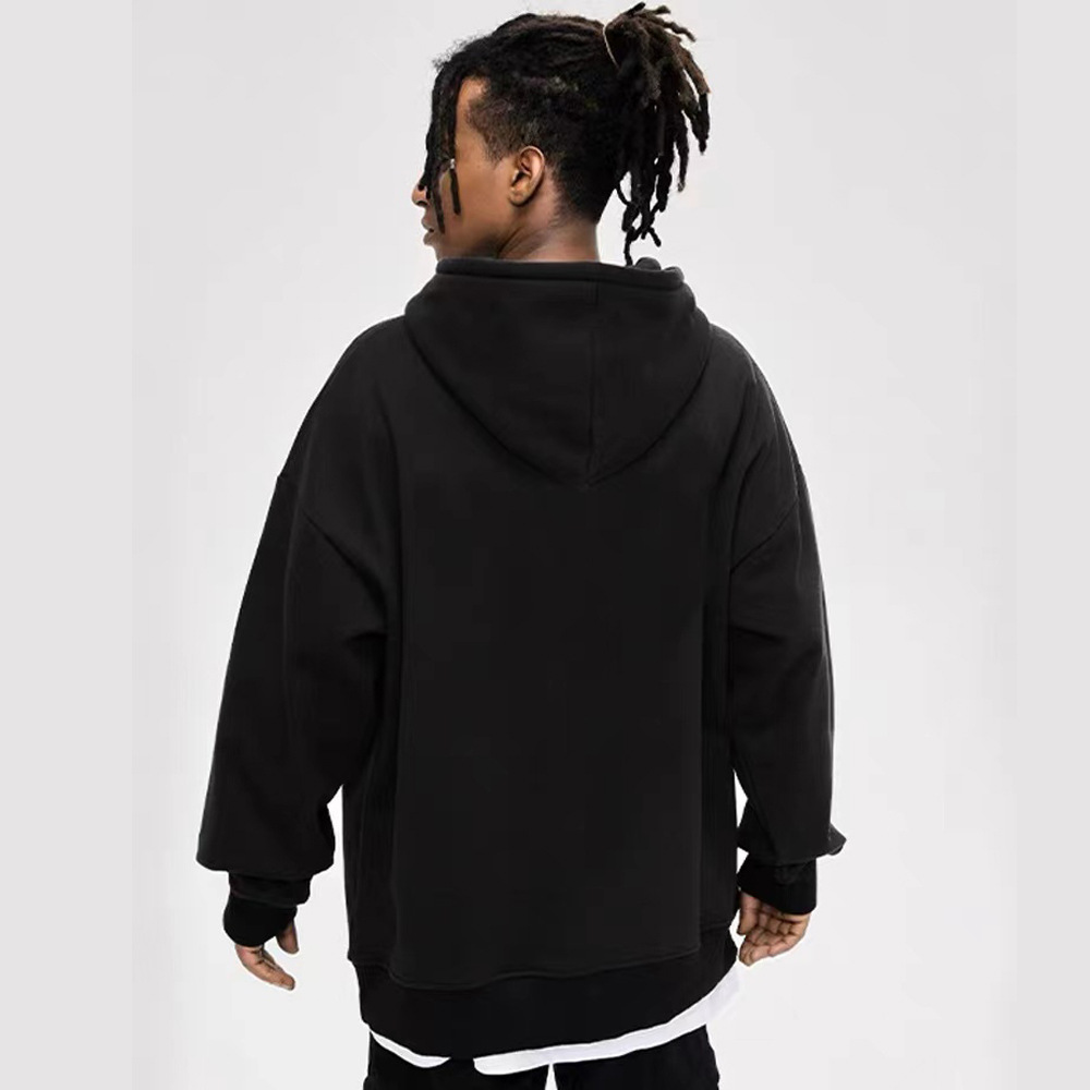 Cross-border pesado chaqueta con capuz para hombre Europa y los Estados Unidos otoño y invierno 2025 hombro caído chaqueta de moda americana de color sólido