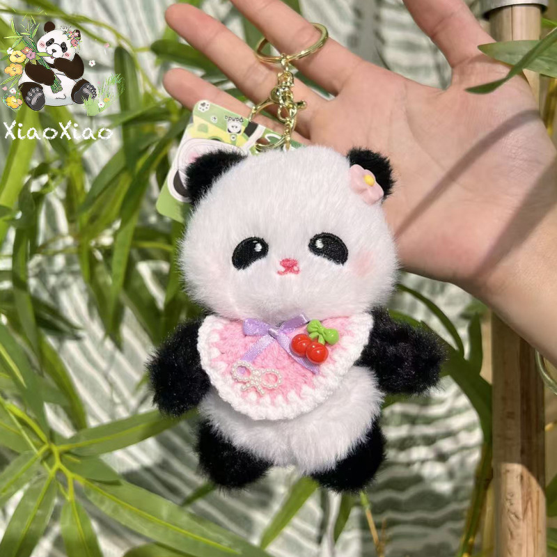 新款创意围兜熊猫包包挂饰成都文创精致小巧水果围兜熊猫毛绒挂件|undefined