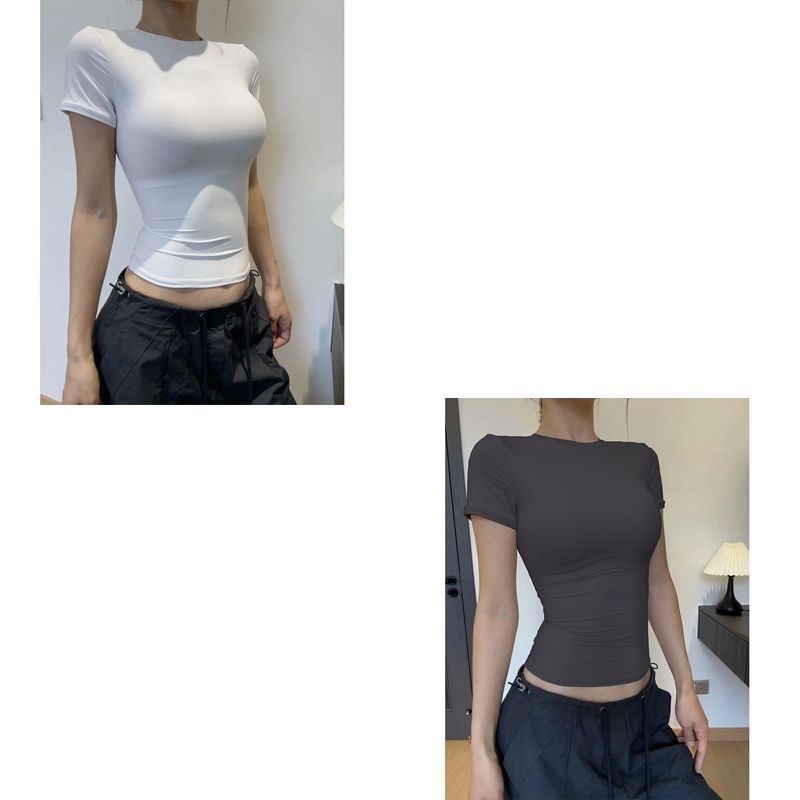 Skim*fits Everybody ポジショニングショルダー ウエストスリムフィットトップス 着痩せ半袖スリムフィット 万能速乾Tシャツ|undefined