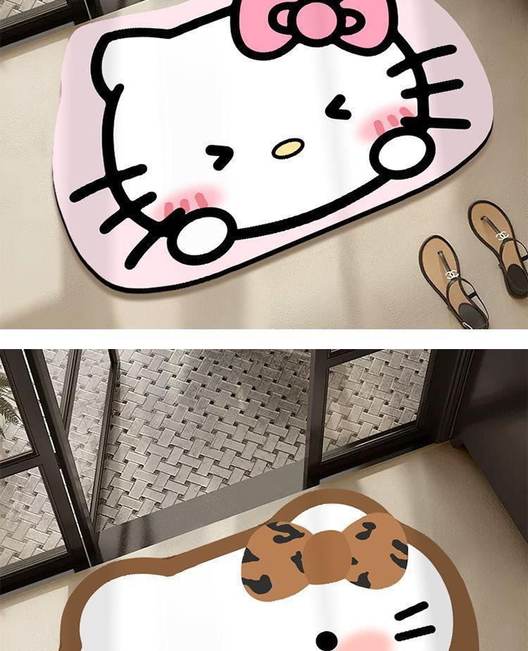 Cartoon Hello Kitty diatomaceous earth absorbent floor mat, suitable for bedrooms, bathrooms, and doorways, with anti-slip properties, and a cute decorative design