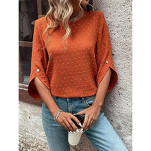 H 26404 Crew Neck 3/4 Sleeve Chiffon Top Բ���߷���Ůʿѩ��