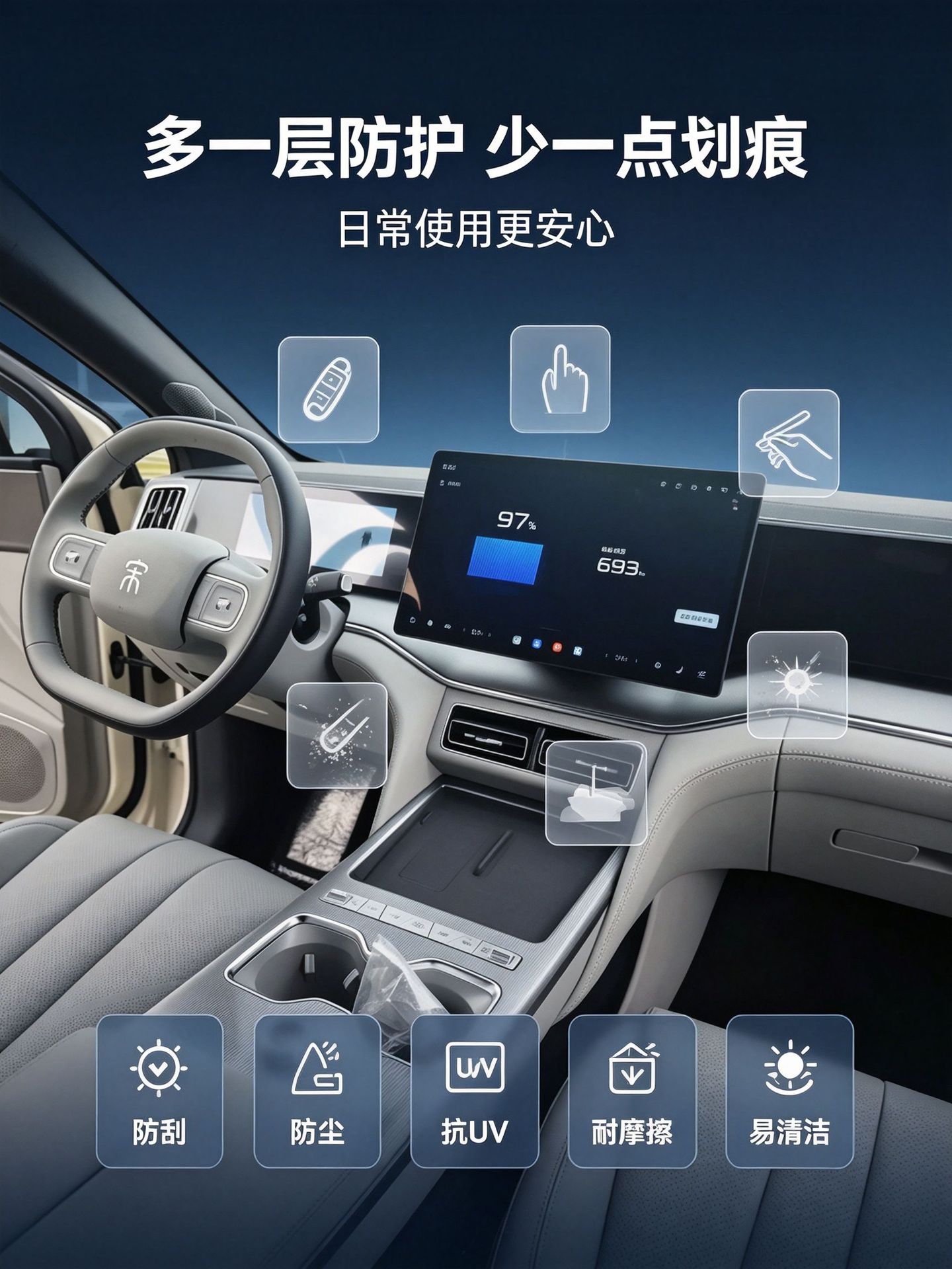 Suitable for BYD Song Ultra EV 2026 model: AR high-definition anti-glare screen protector for the central control screen, with anti-fingerprint properties