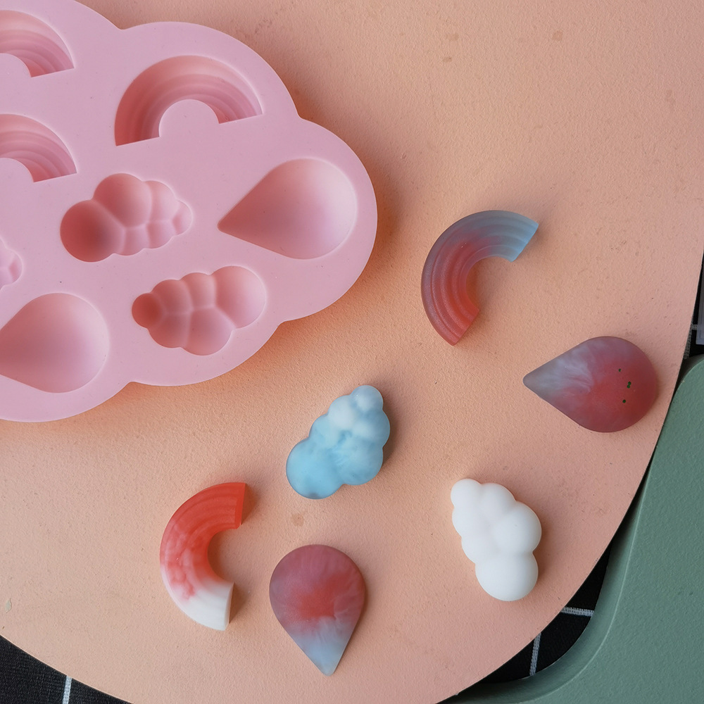 Nube arco iris 150 chocolate molde de silicona pastel helado pudín molde de postre jabón utensilios