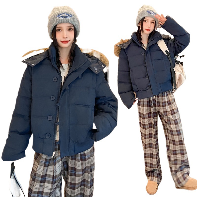 2025 invierno nuevo trabajo transfronterizo parker ropa de algodón mujer gruesa calentamiento suelta chaqueta de algodón de cuello grande encapuchado abrigo image 5