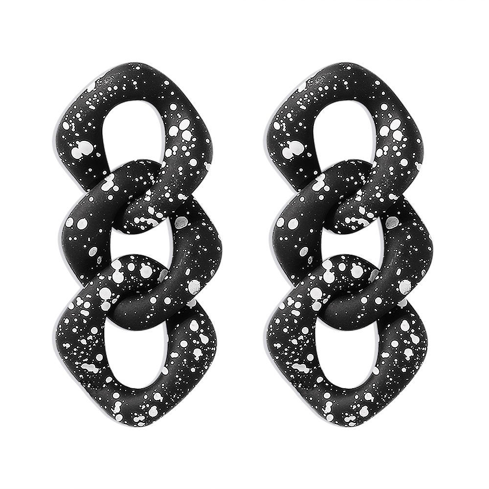 E10061 Europe And America Cross Border Exaggerated Jewelry Personality Black And White Dots Earrings Fashion Temperamental Cold Style Alloy Earring display picture 4