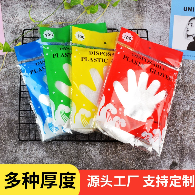 Одноразовые перчатки на английском языке трансграничная пищевая специальная коммерческая выпечка pe прозрачная пластиковая пленка толстые перчатки