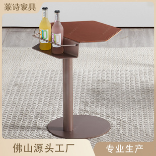 Manufacturer Supplies Living Room Sofa Side Table, Accessible Luxury Art Saddle Leather Corner Table, Designer Storage Balcony Small Coffee Table