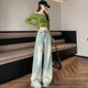 Vintage Gradient White Straight Tube Loose Jeans Women's Trousers 2025 Spring and Summer High Waist Slimming Casual Wide Leg Pants